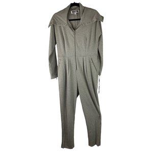 12‎ Vicky Tiel New Gray Zip Up Jumpsuit Funnel Neck Stretch Neck Pockets